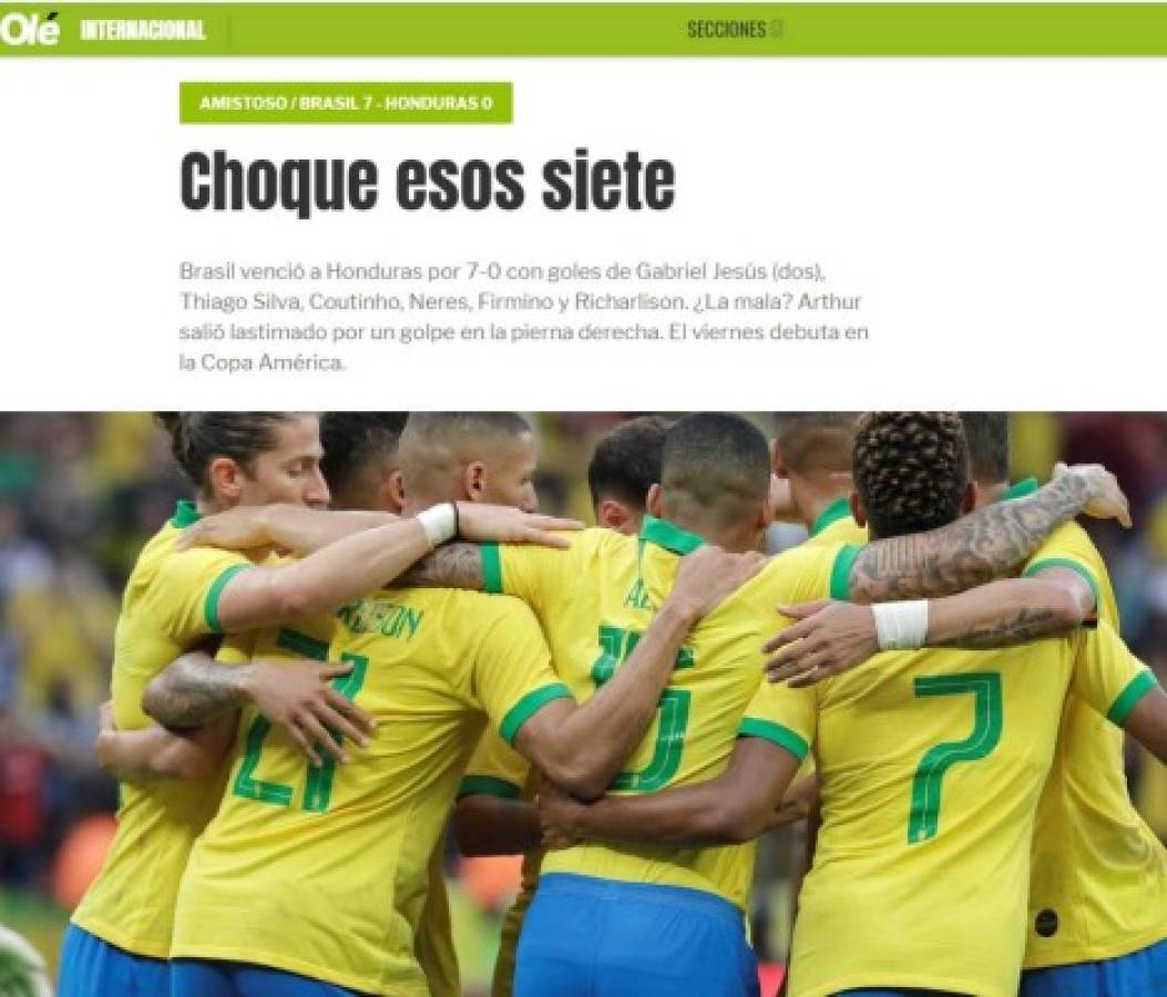 Lo que dice la prensa de Brasil tras el 7-0 a Honduras: 'Golpe y la mayor goleada'