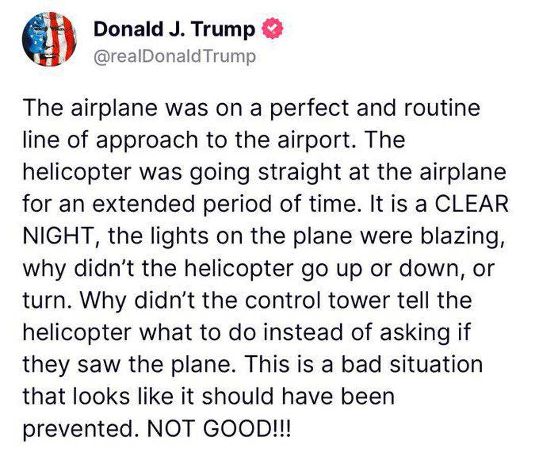 La dura reacción de Trump tras terrible accidente entre un avión y helicóptero en Washington: ¿cuántos víctimas hay?