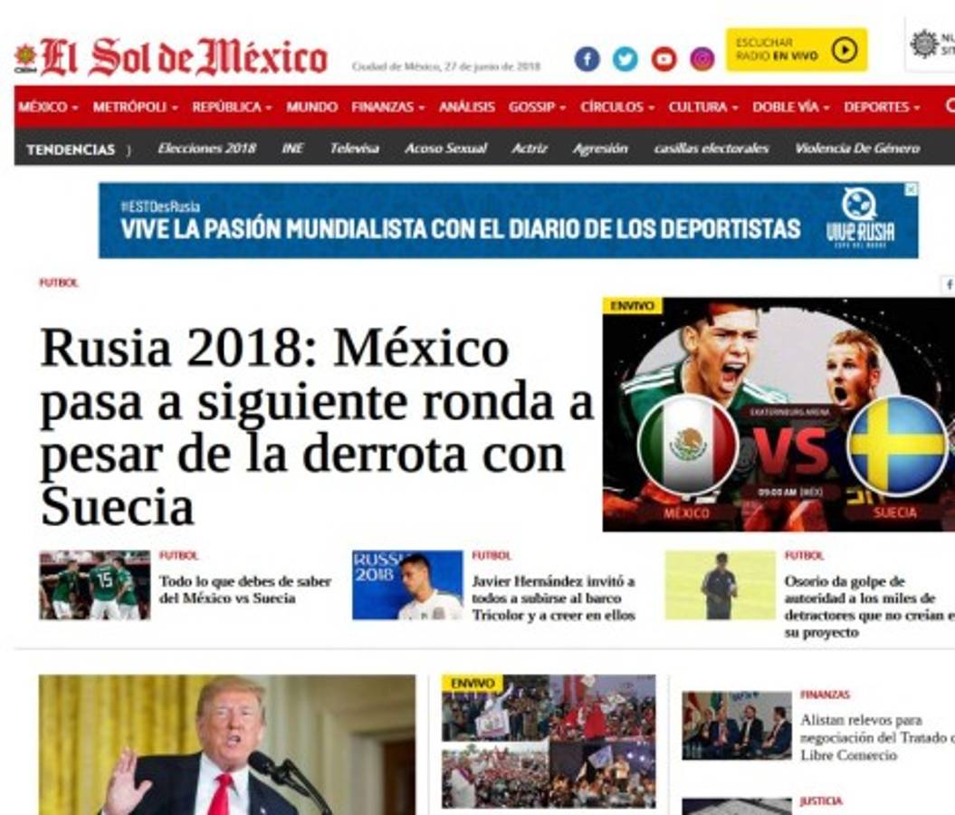 Así ve la prensa mundial el pase de México a los octavos de Rusia 2018