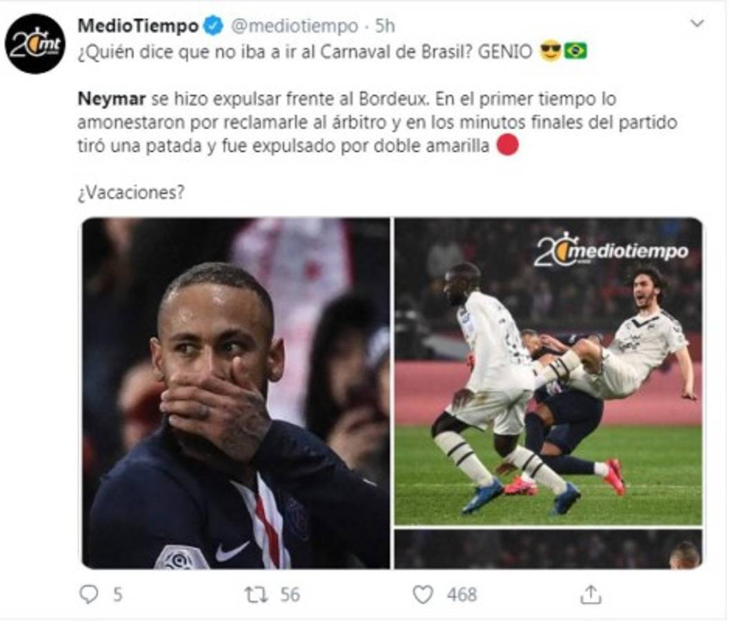 ¿Lo hizo para irse al carnaval de Río? Neymar se deja expulsar y arma la polémica en el PSG