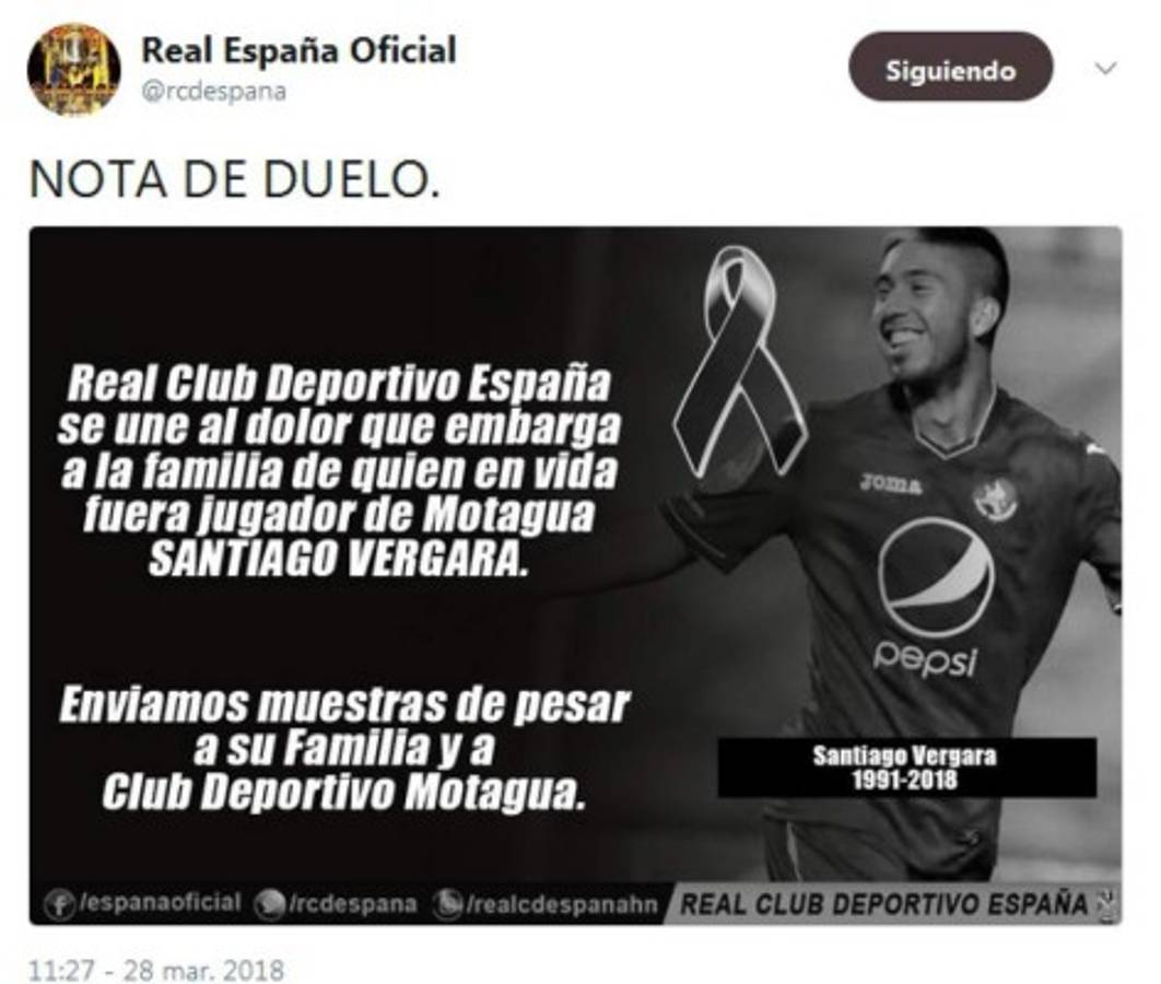 Fútbol hondureño se solidariza en redes tras fallecimiento de Santiago Vergara