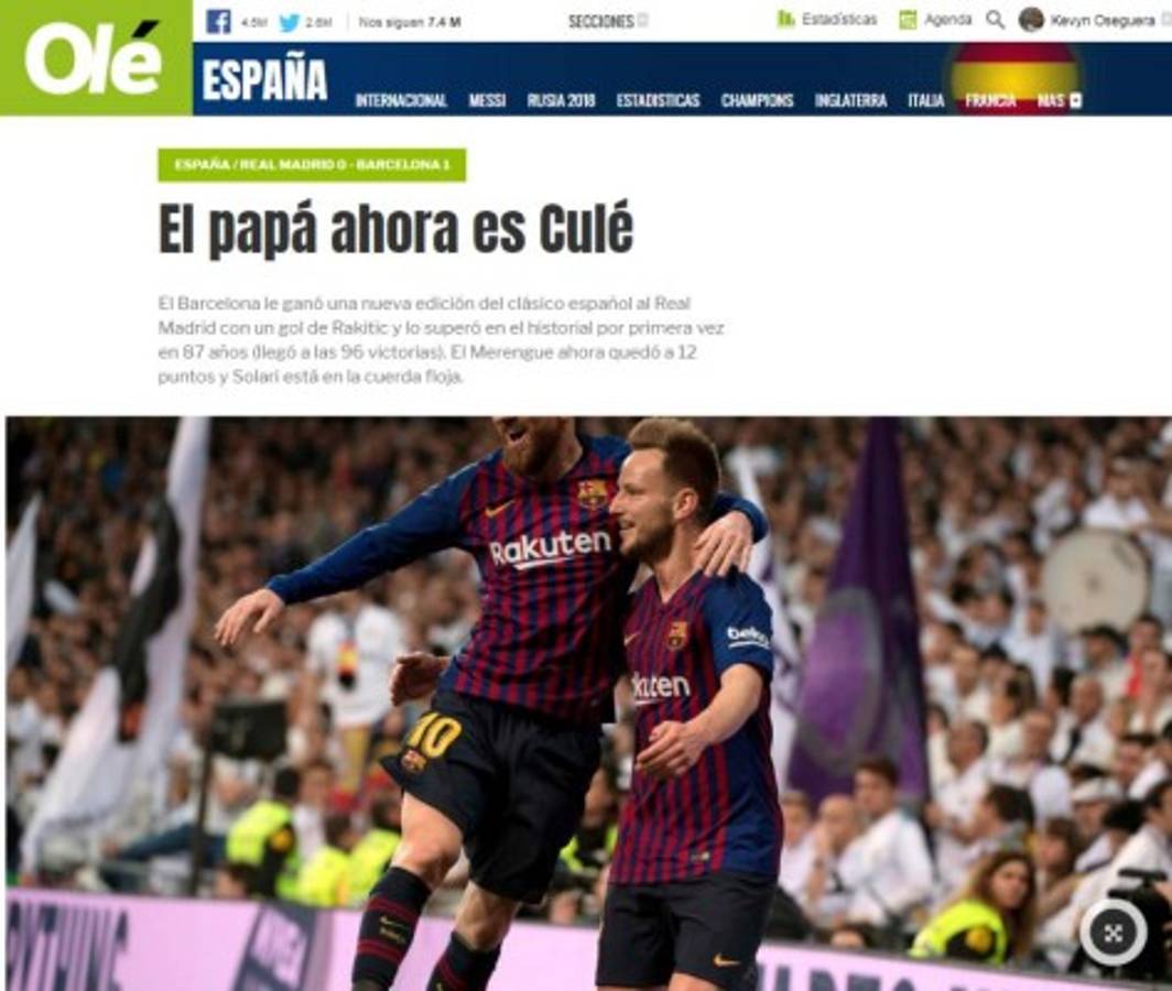 Prensa mundial: 'Barcelona, el nuevo papá del Real Madrid'