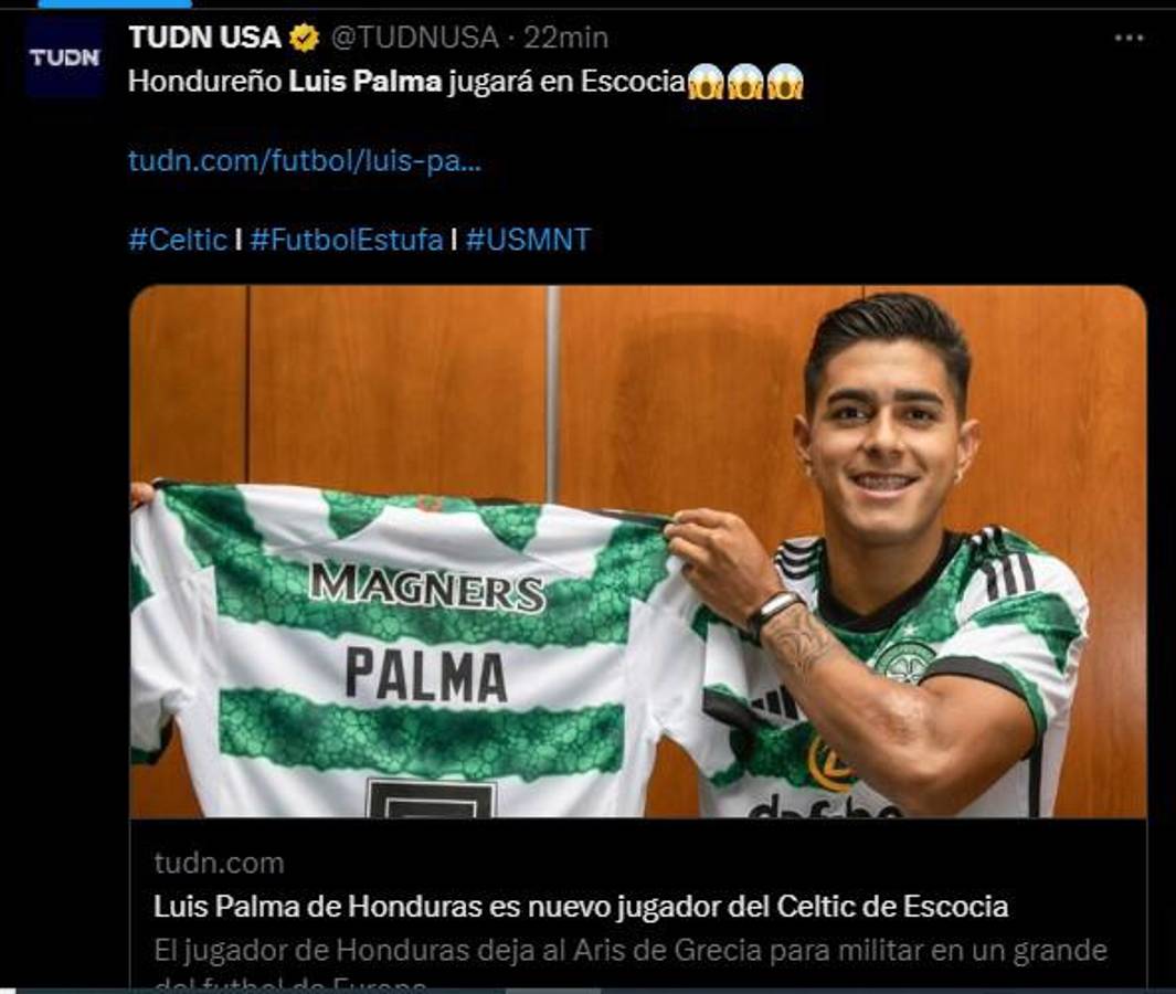 “Celtic está encantado”, “Luis Palma con número de crack”: Prensa internacional y nacional reacciona al fichaje del hondureño