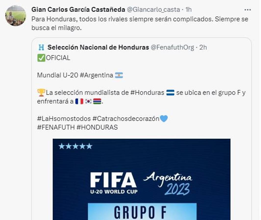 Lo que dicen los periodistas y medios sobre el grupo que le tocó a Honduras en el Mundial Sub-20: “Pudo ser peor”