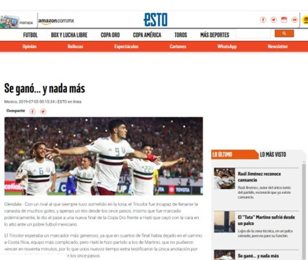 La prensa internacional tilda de 'bochornoso' el triunfo de México sobre Haití   