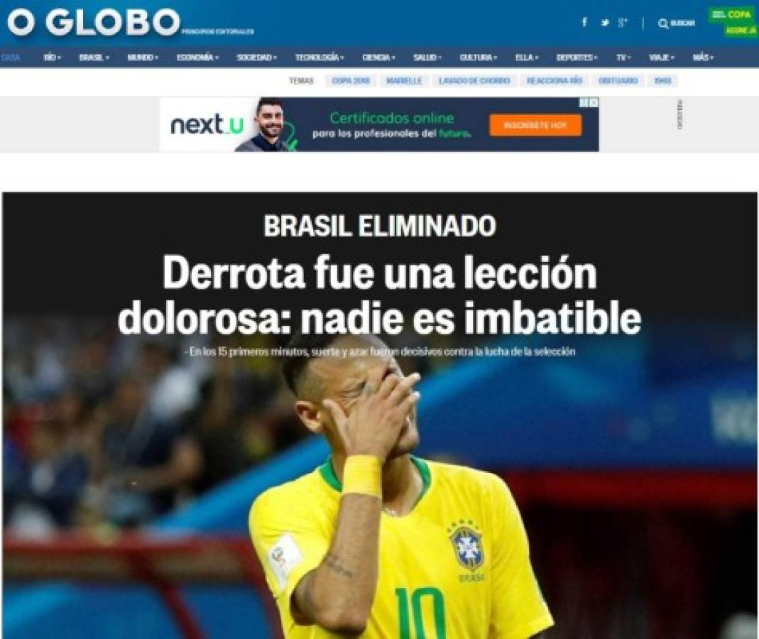 PORTADAS: Así titulan los medios argentinos el fracaso de Brasil ante Bélgica