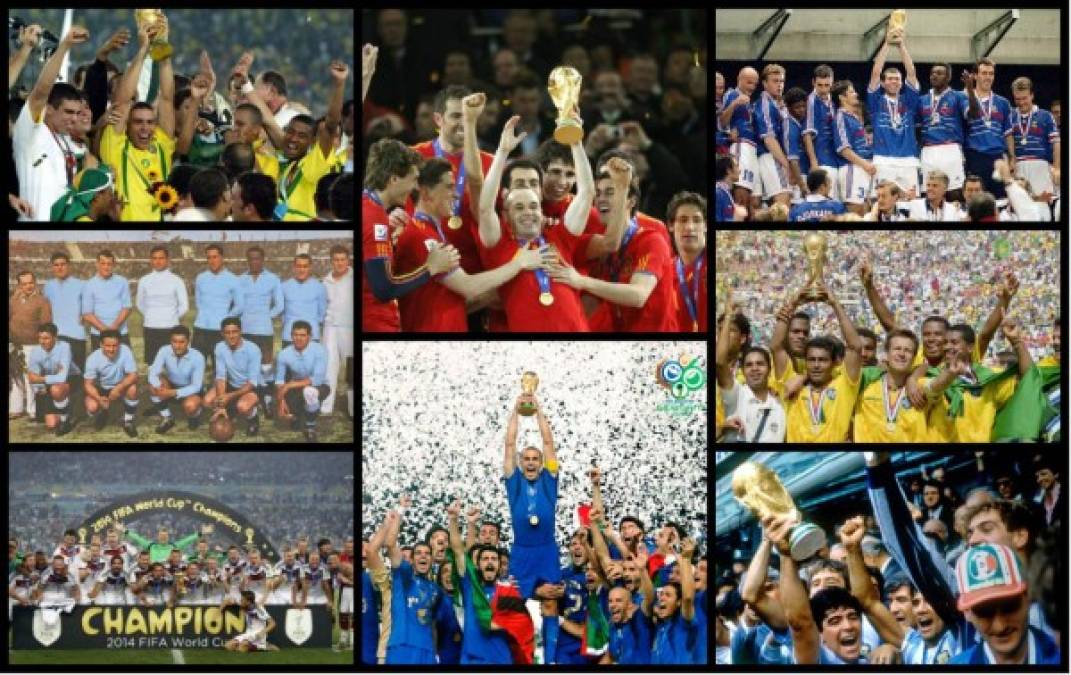 Todos los Campeones del Mundo en la historia de los Mundiales de fútbol