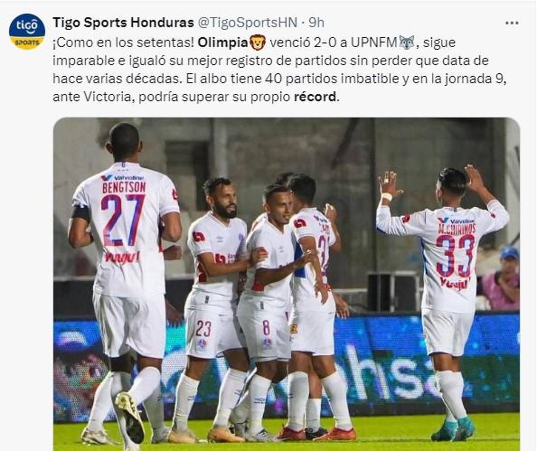 Lo que dice la prensa de Honduras del Olimpia y el impresionante récord que igualó: “De época e incomparable”