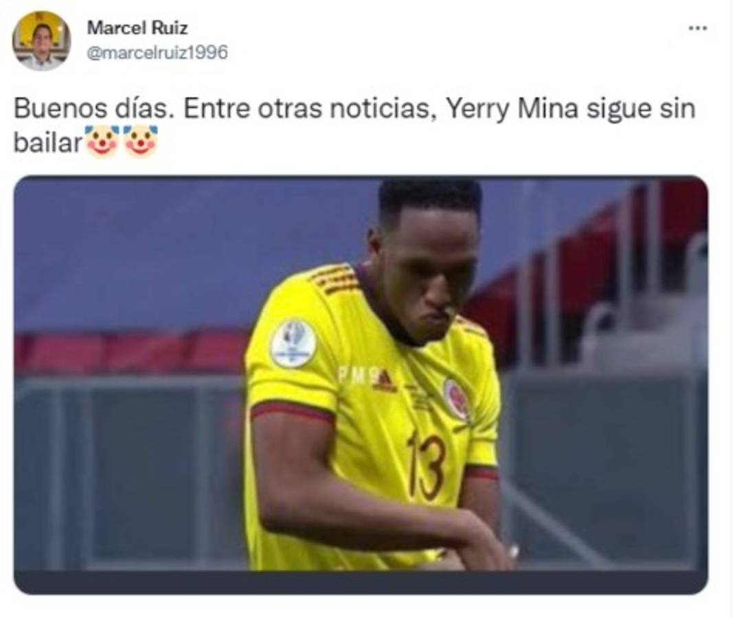 Yerry Mina anota en el Colombia-Ecuador en el minuto 100, se fue a bailar, el VAR lo anula y lo reventaron con memes