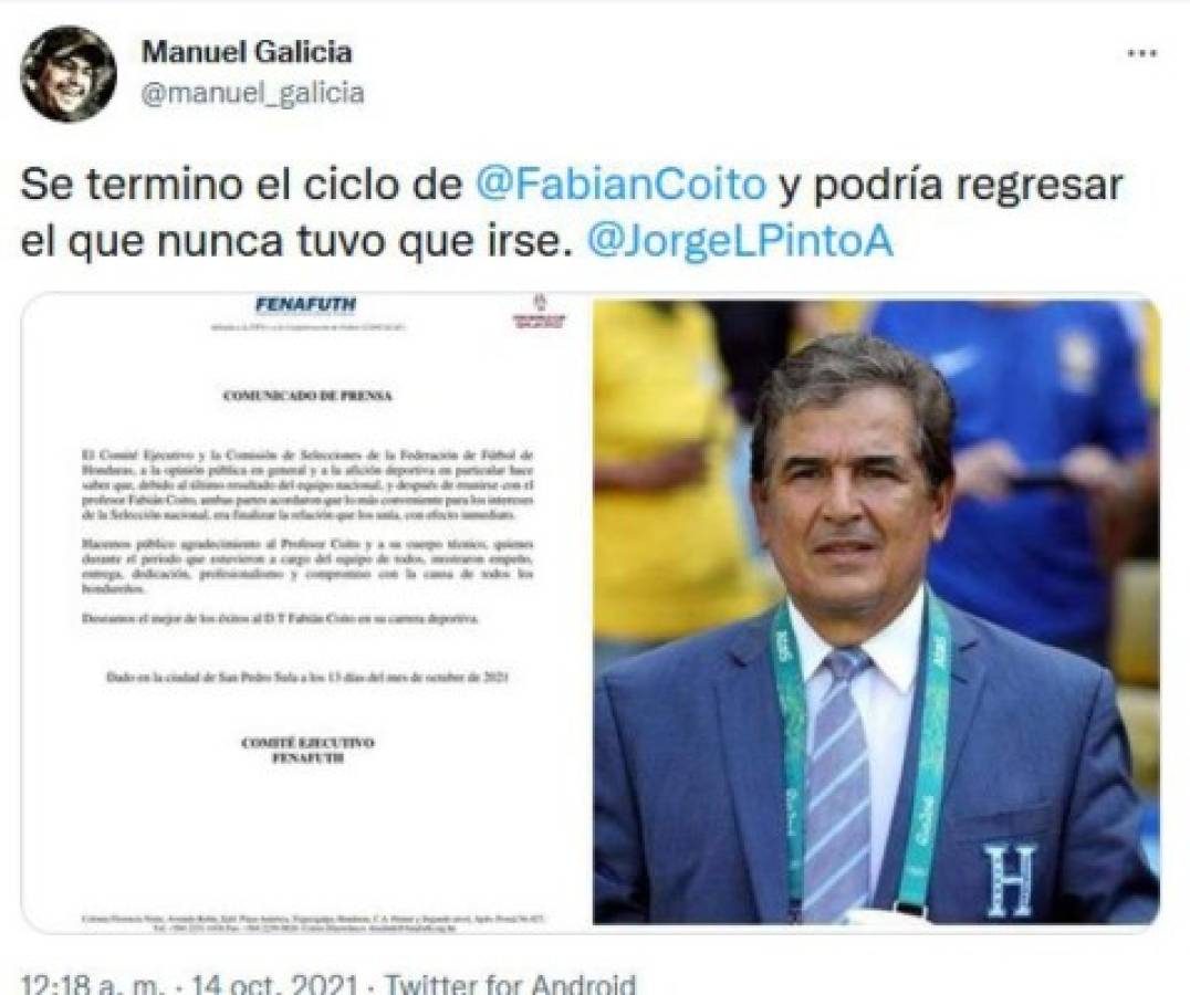 La prensa deportiva reacciona tras el despido de Fabián Coito de la Selección de Honduras