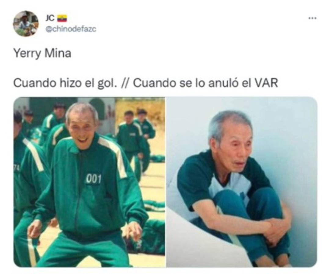 Yerry Mina anota en el Colombia-Ecuador en el minuto 100, se fue a bailar, el VAR lo anula y lo reventaron con memes