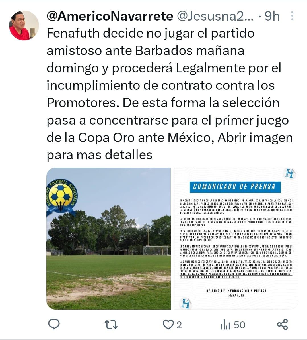 Prensa hondureña reacciona tras confirmarse la suspensión del partido amistoso entre Honduras vs Barbados