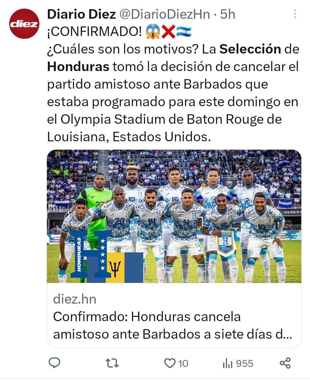 Prensa hondureña reacciona tras confirmarse la suspensión del partido amistoso entre Honduras vs Barbados