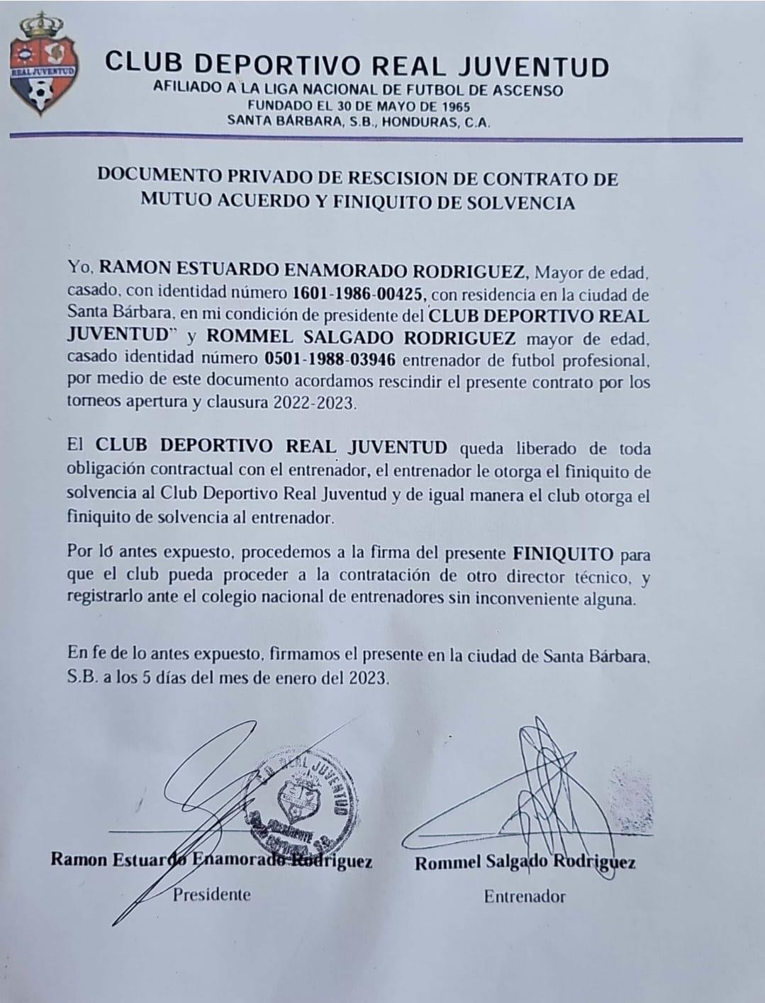 Insólito caso en el Ascenso: ¡TNAF obliga a Real Juventud pagarle a entrenador pese a que salió por mutuo acuerdo!