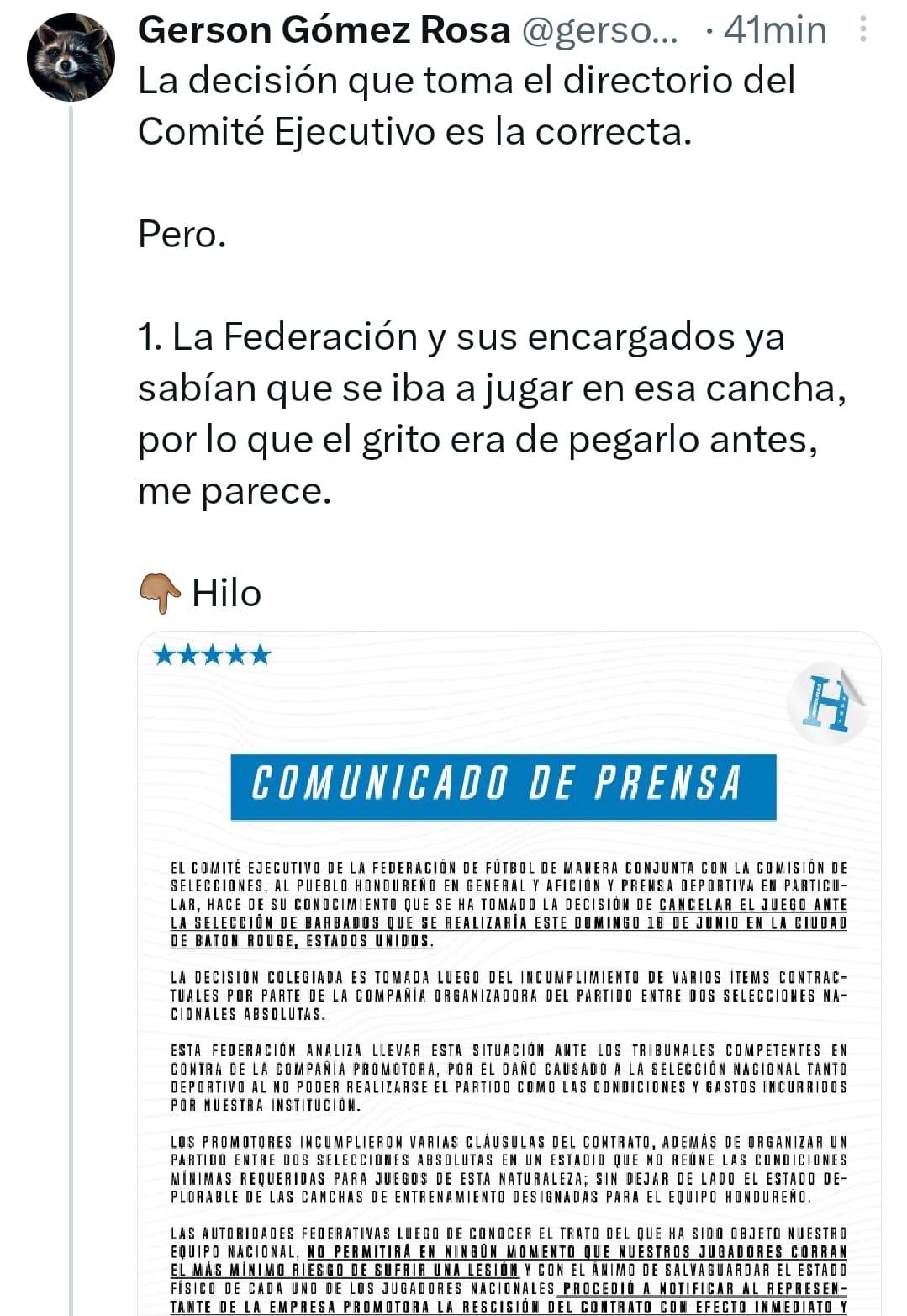 Prensa hondureña reacciona tras confirmarse la suspensión del partido amistoso entre Honduras vs Barbados