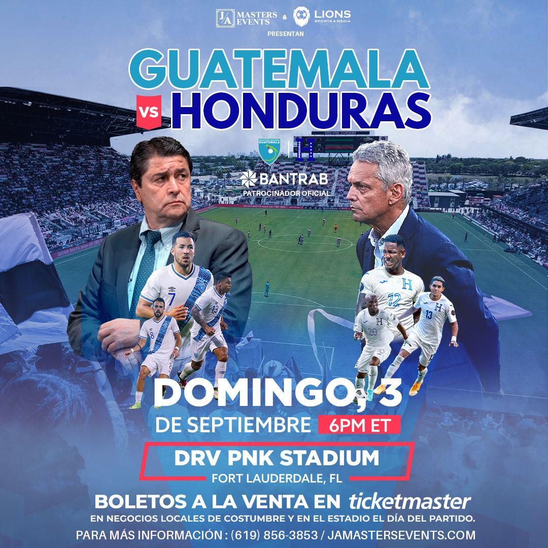 El domingo 3 de septiembre Honduras se mide ante Guatemala en Miami. En esta información puedes adquirir los boletos para el choque entre los países centroamericanos.