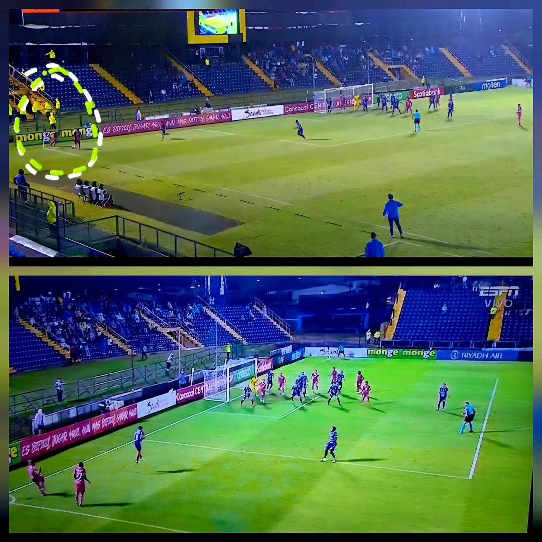 Rodrigo 'Droopy' Gómez se quedó adelantado al momento de recibir el balón nuevamente en la ejecución del tiro libre.