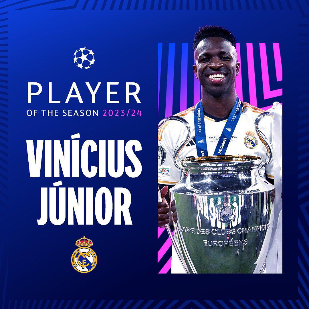UEFA elige a Vinícius Júnior como mejor jugador de la Champions de la temporada.