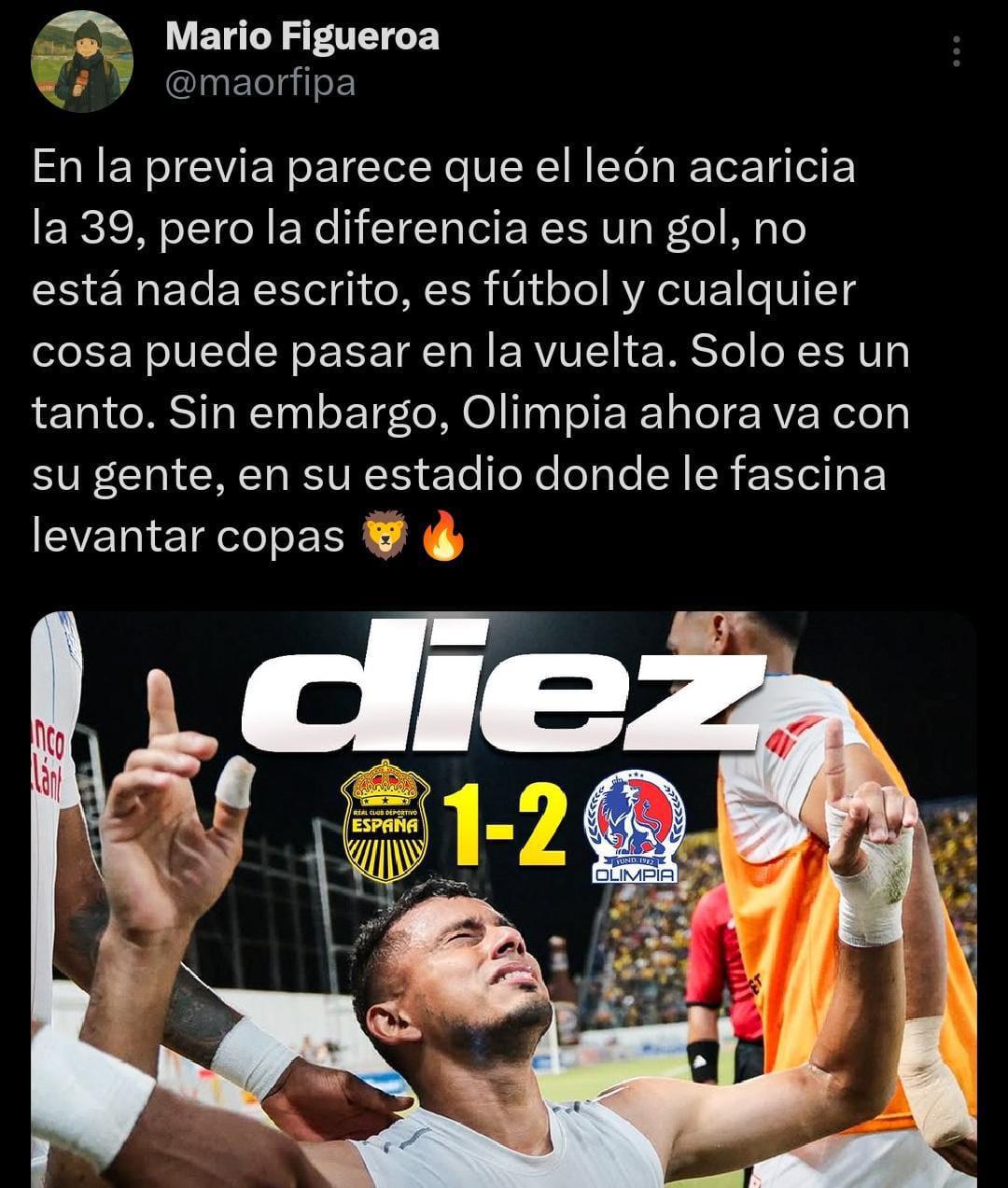 El León acaricia la 39: la prensa señala al culpable de la derrota de Real España y elogian a Olimpia tras la remontada