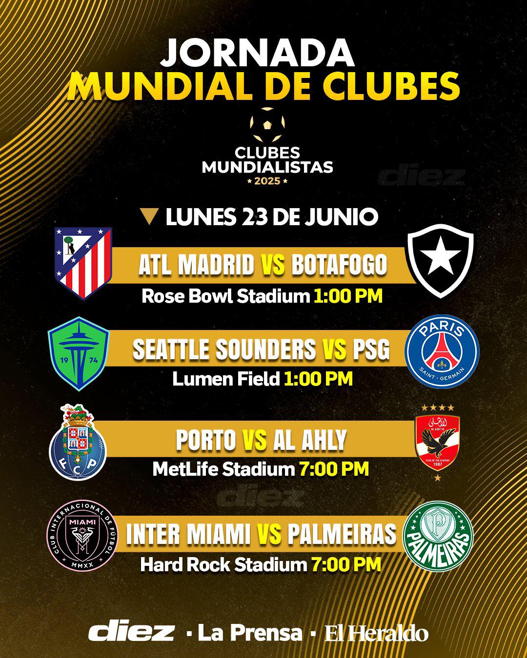 Los partidos de este lunes 23 de junio en el Mundial de Clubes de la FIFA.