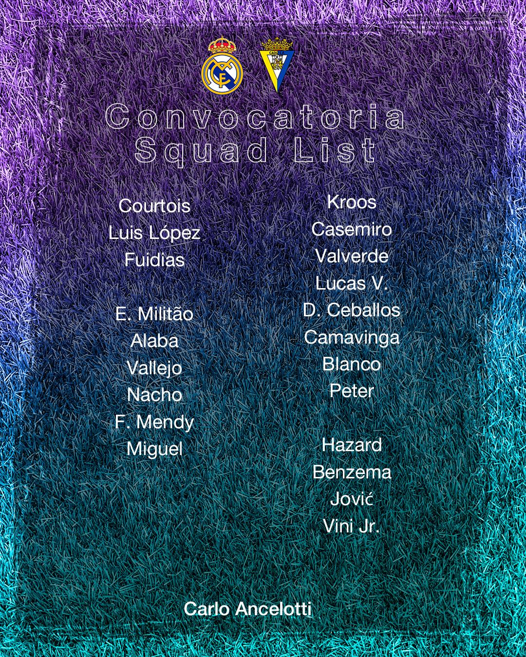 Siete bajas y con Hazard confirmado: La alineación del Real Madrid para enfrentar al Cádiz