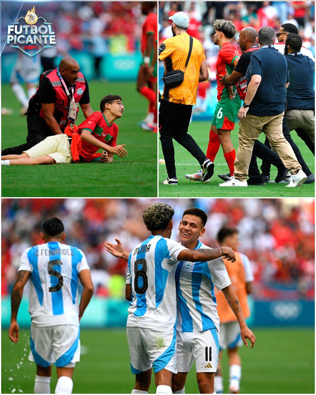 Juegos Olímpicos París 2024: Marruecos explotó por los 15 minutos añadidos y jugadores de Argentina salen huyendo