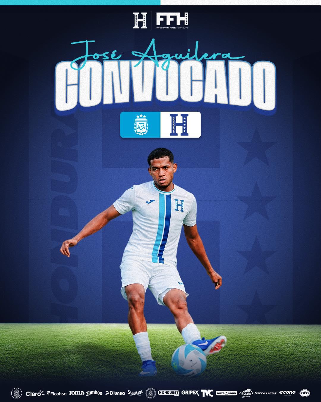 José Aguilera fue convocado a la selección mayor de Honduras.
