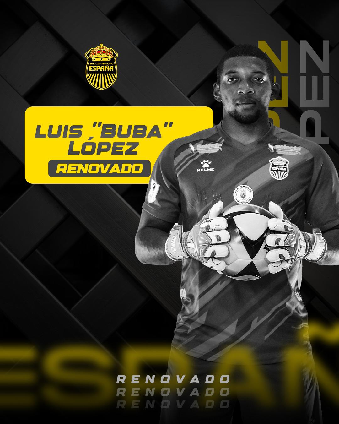 Real España anunció la renovación de contrato del portero Luis “Buba” López.