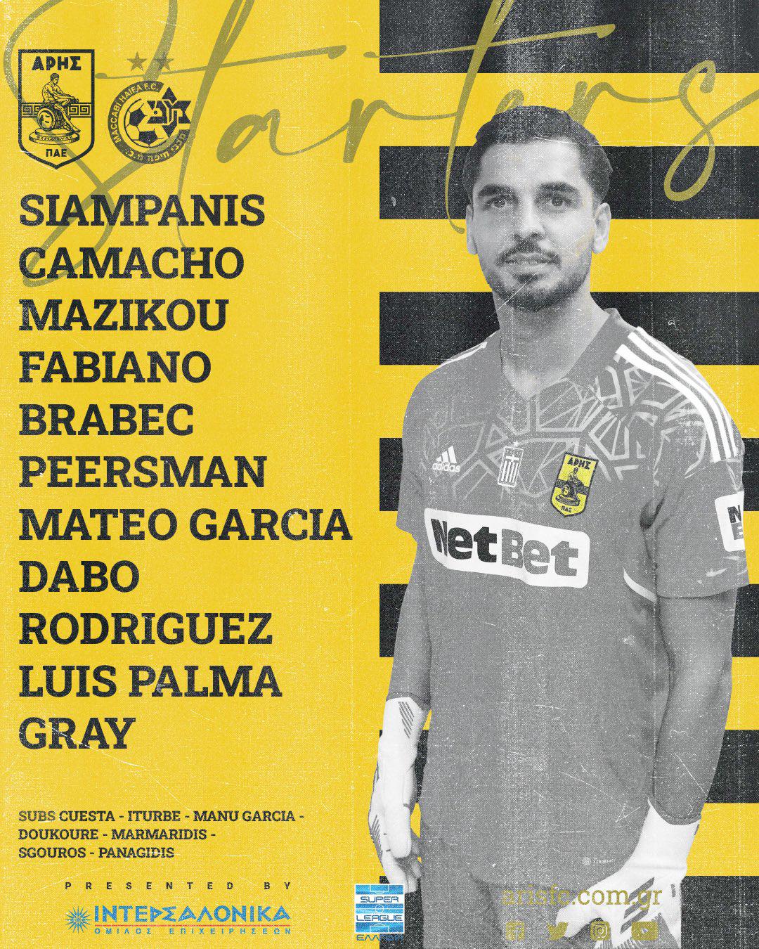 Edwin Rodríguez y Luis Palma en el 11 titular del Aris de Grecia en partido amistoso.