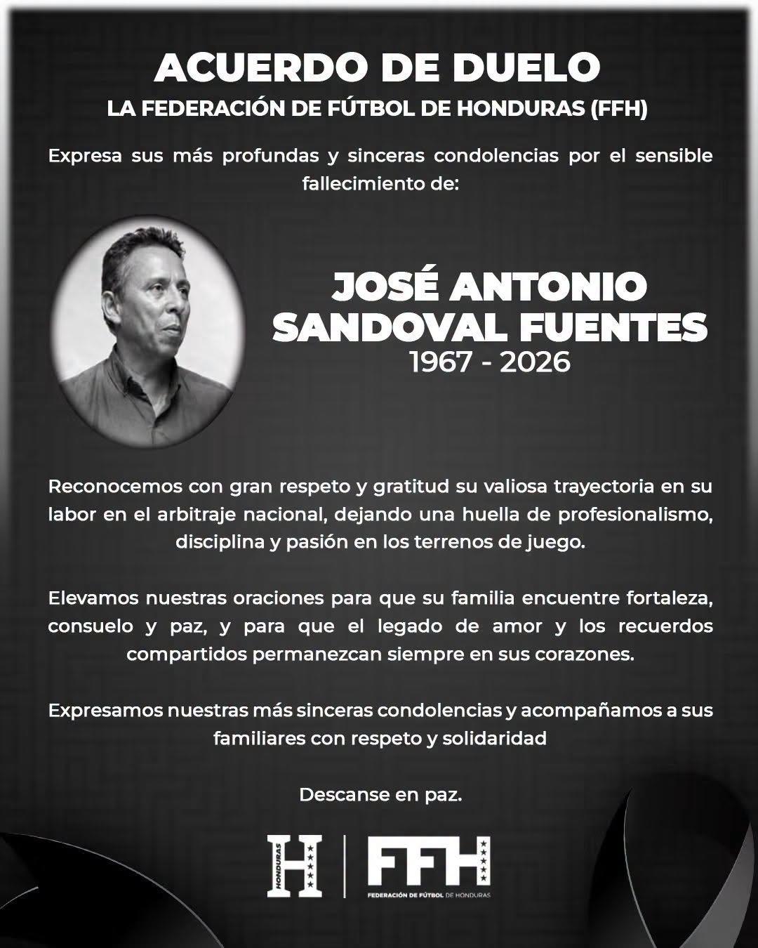 Fallece José Sandoval, exárbitro de la Liga Nacional: revelan la causa de su muerte
