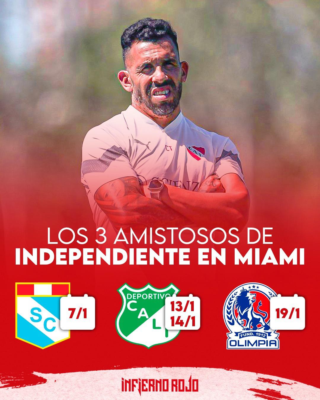 Estos son los tres amistosos confirmados por el Independiente de Avellaneda de la Superliga de Argentina.