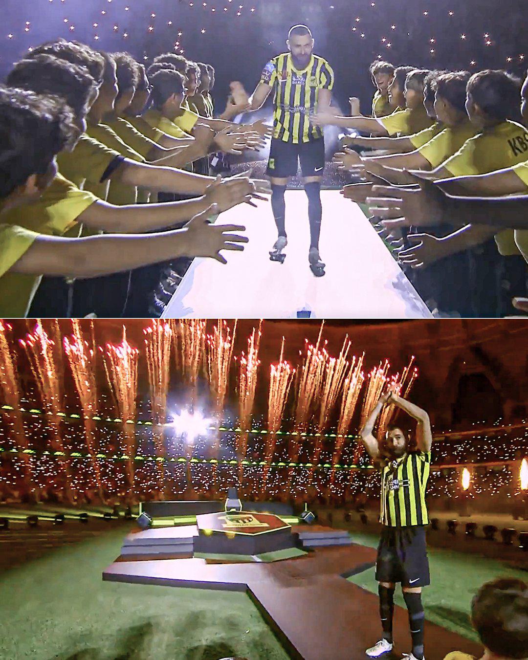 ¡Tremenda locura en Arabia! Benzema es presentado por el Al Ittihad ante más de 60 mil aficionados y exhibe el Balón de Oro