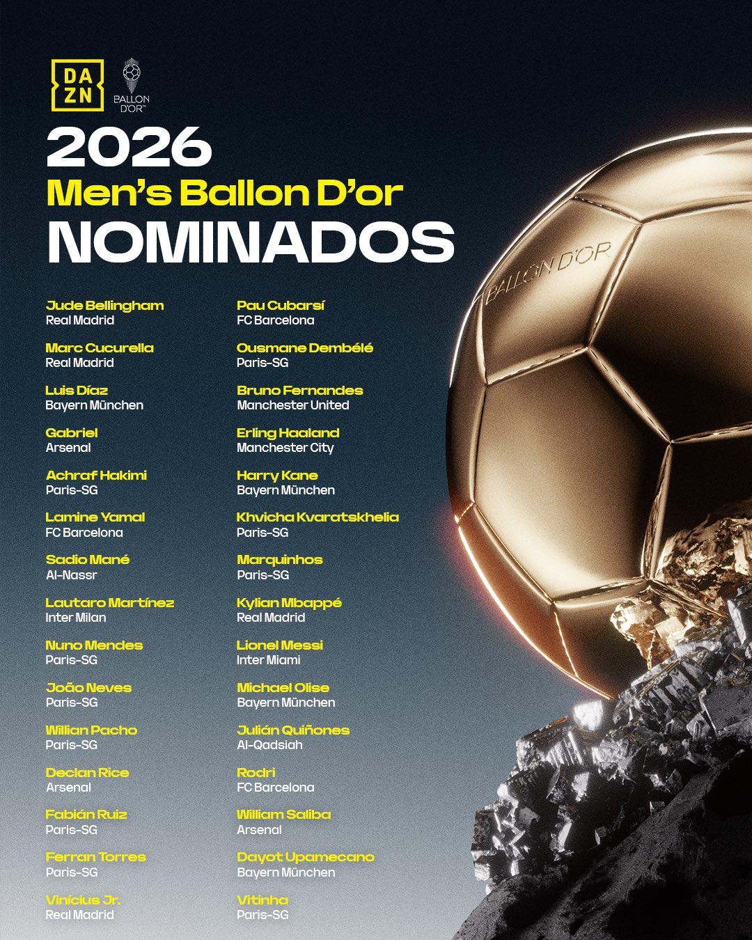 Balón de Oro 2026: respuesta a Mbappé y Yamal, favorito y el puesto de Messi