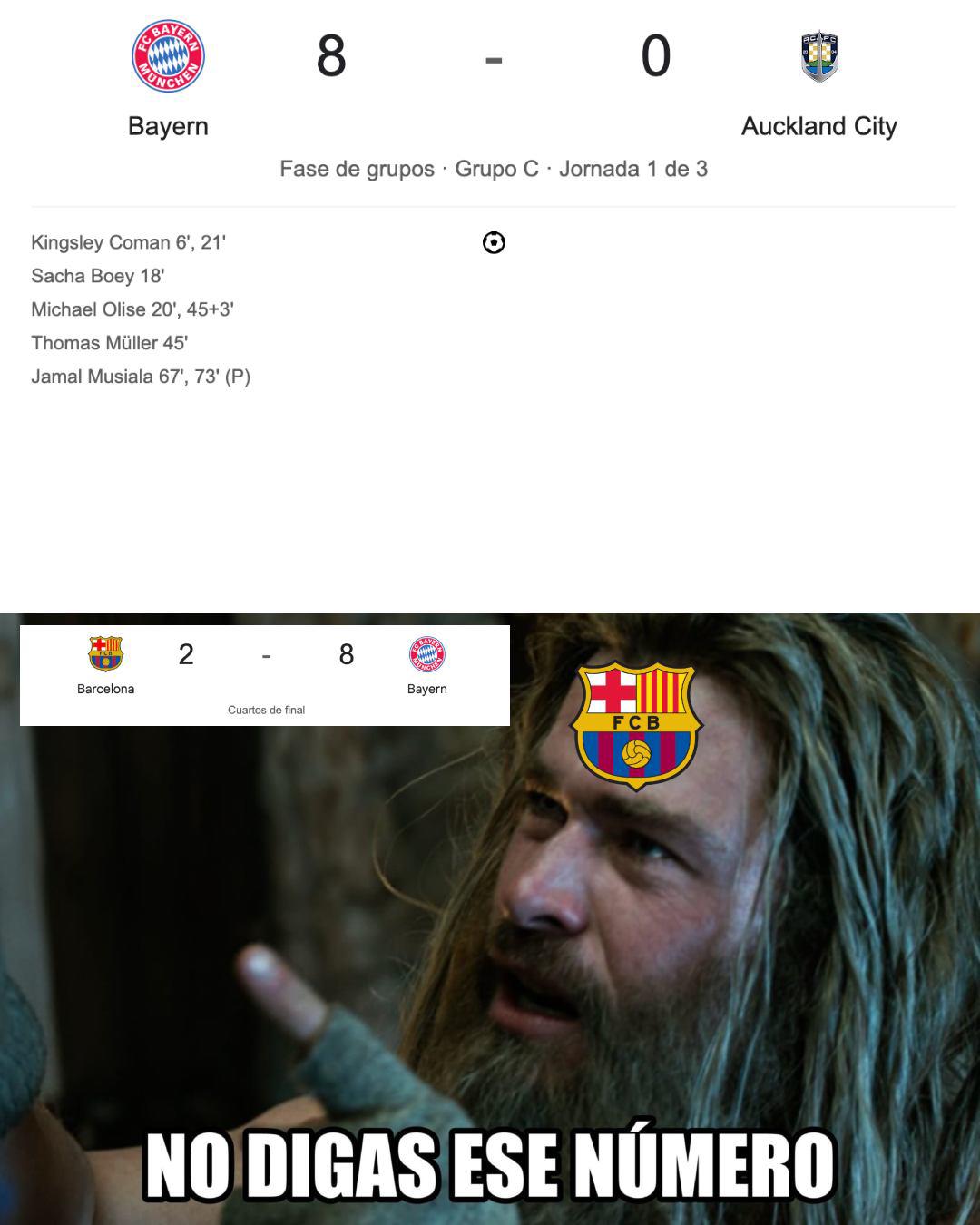 Bayern Múnich aplastó en el Mundial de Clubes y los memes se acuerdan del Barcelona