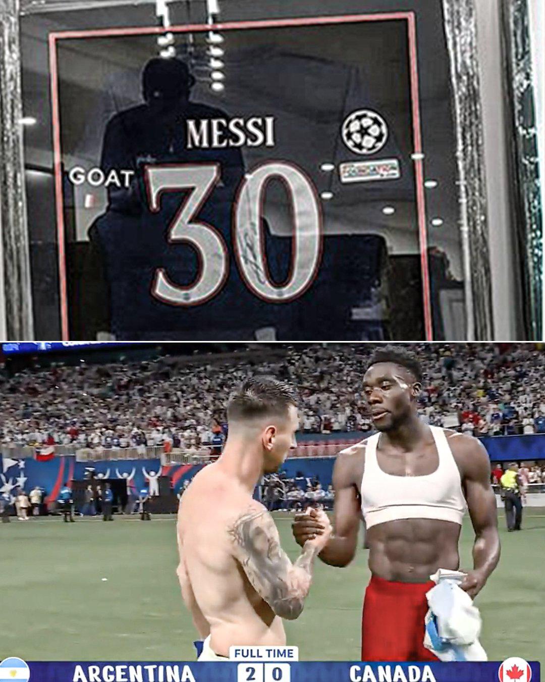 El gesto de Messi con Alphonso Davies y la marca de Julián Álvarez en su cuello; el “beso de la suerte” para la Copa América