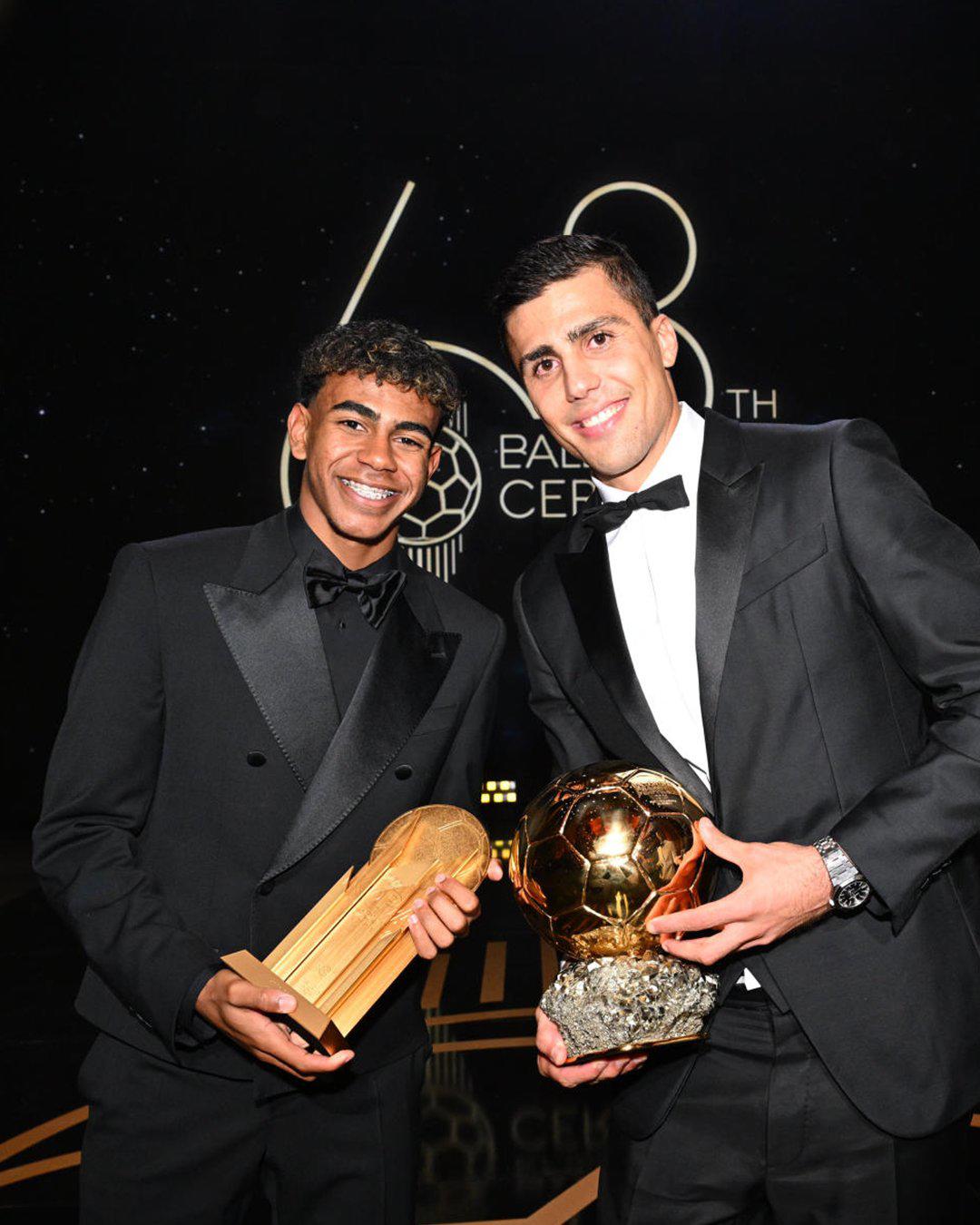 Rodri con el Balón de Oro y Lamine Yamal con el premio Kopa. Para el primero, el joven de 17 años va a ganar el galardón lo va a ganar pronto.