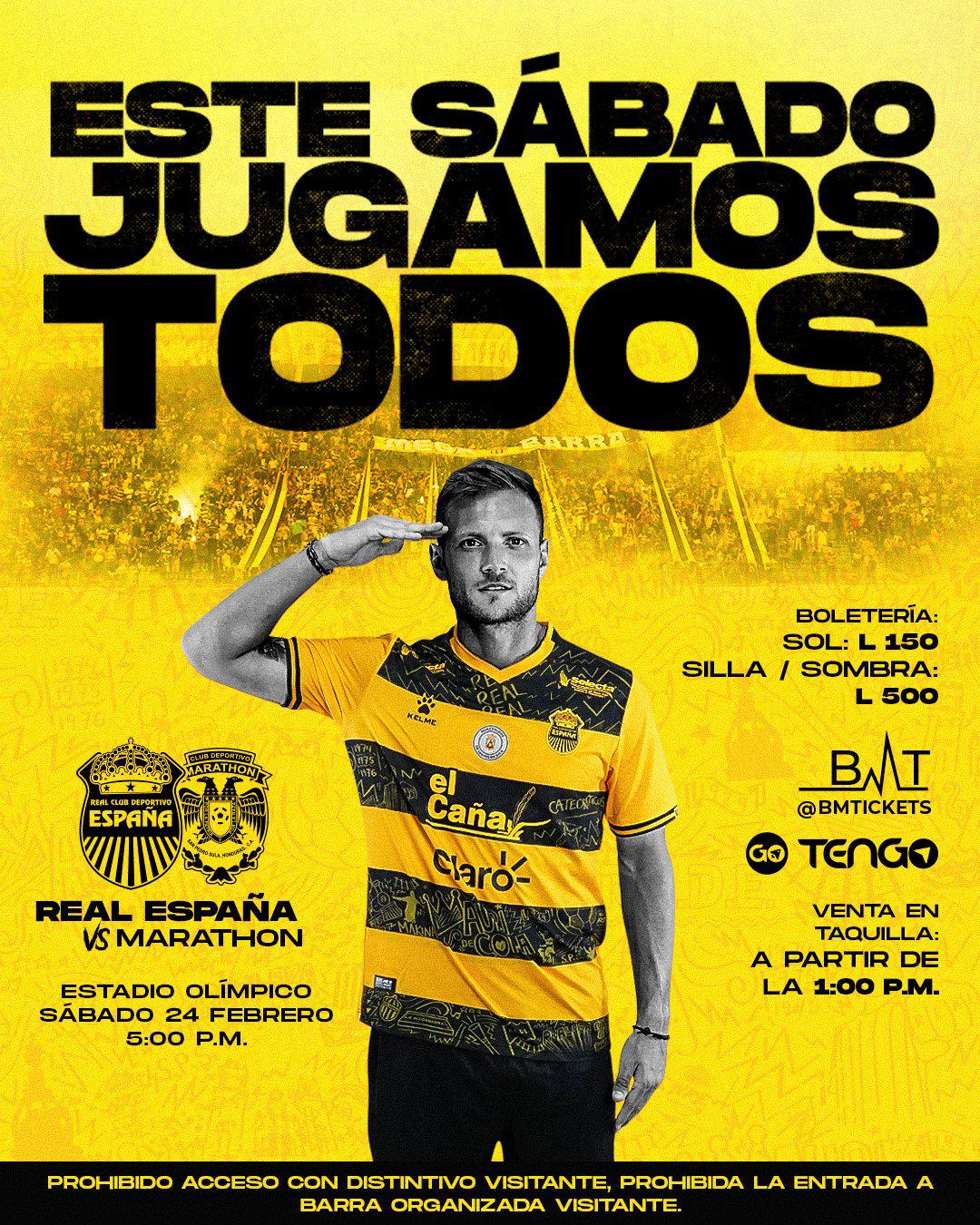 Los precios de la boletería para el clasíco entre Real España y Marathón.