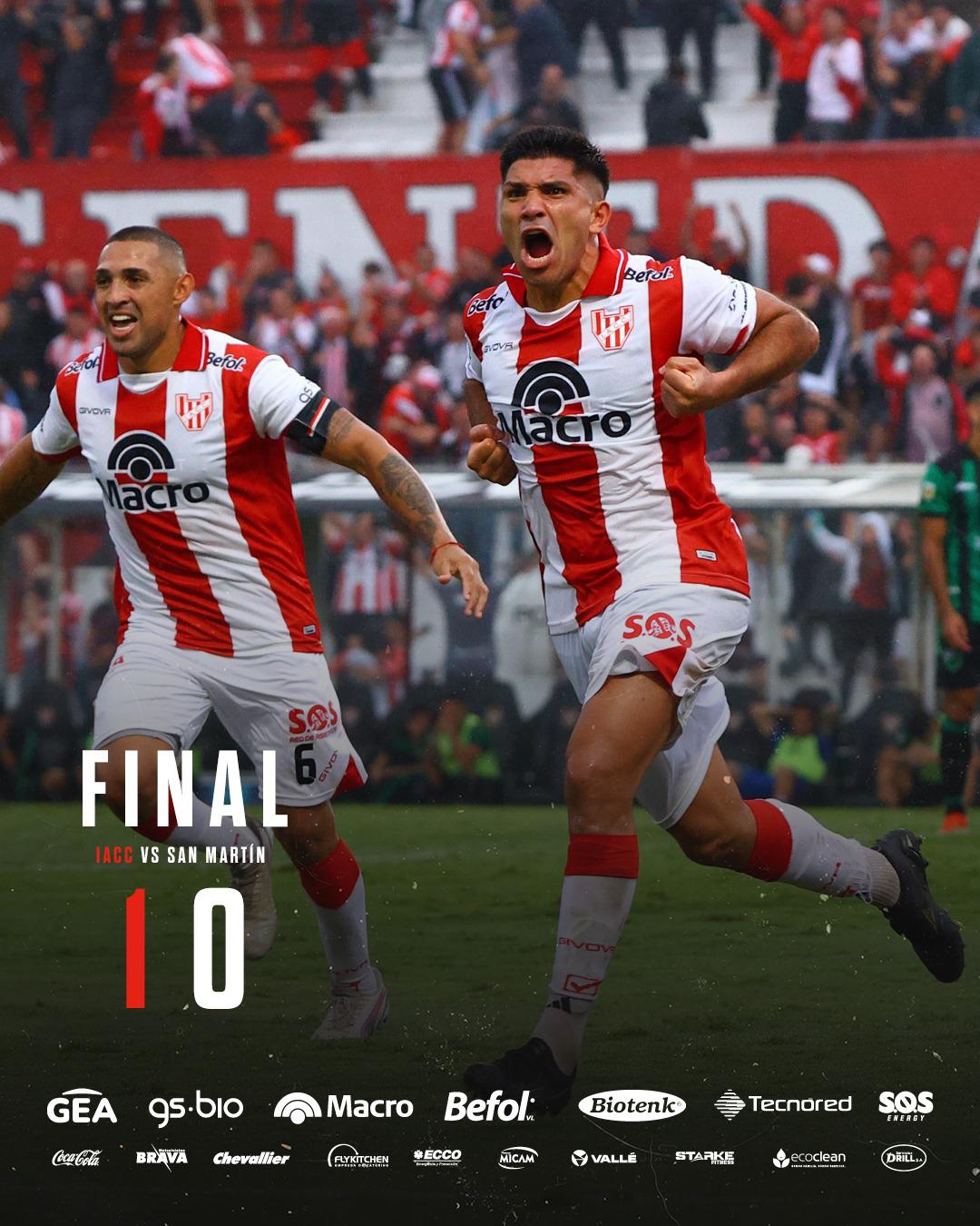 Instituto rompió la mala racha y derrotó con sufrimiento a San Martín en Argentina.