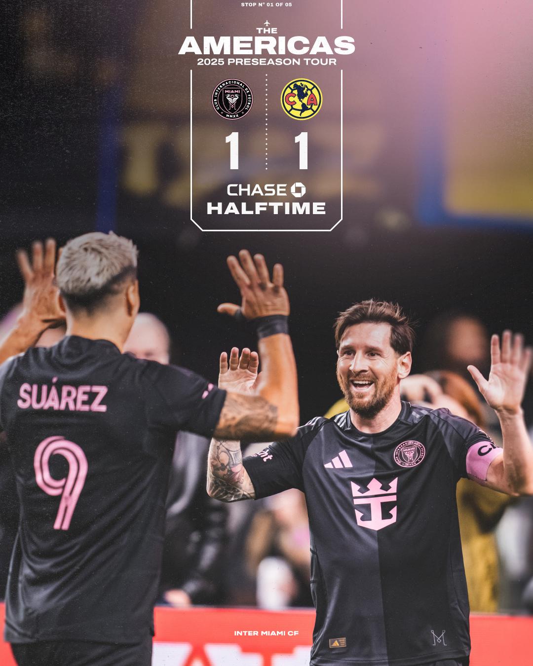 Messi vivió a lo grande su debut en 2025 durante el juego Inter Miami vs América y lo acompañó la polémica