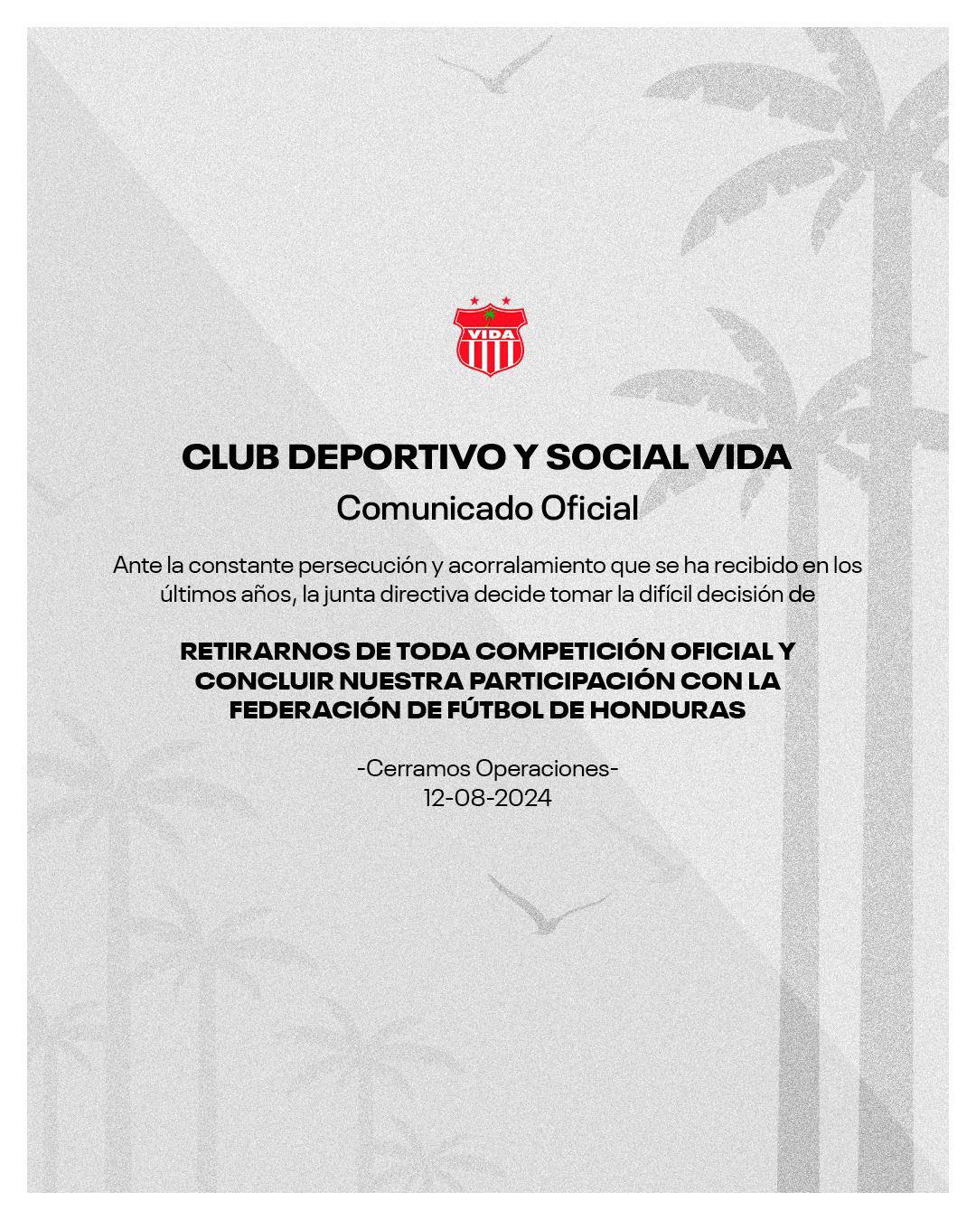 Técnico del Vida sale al paso tras el comunicado que se retiraban de toda competencia oficial: “Dios dirá todo”