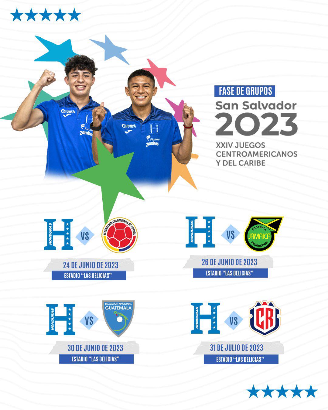 Oficial: Selección de Honduras conoce los rivales que enfrentará en los Juegos Centroamericanos y del Caribe 2023