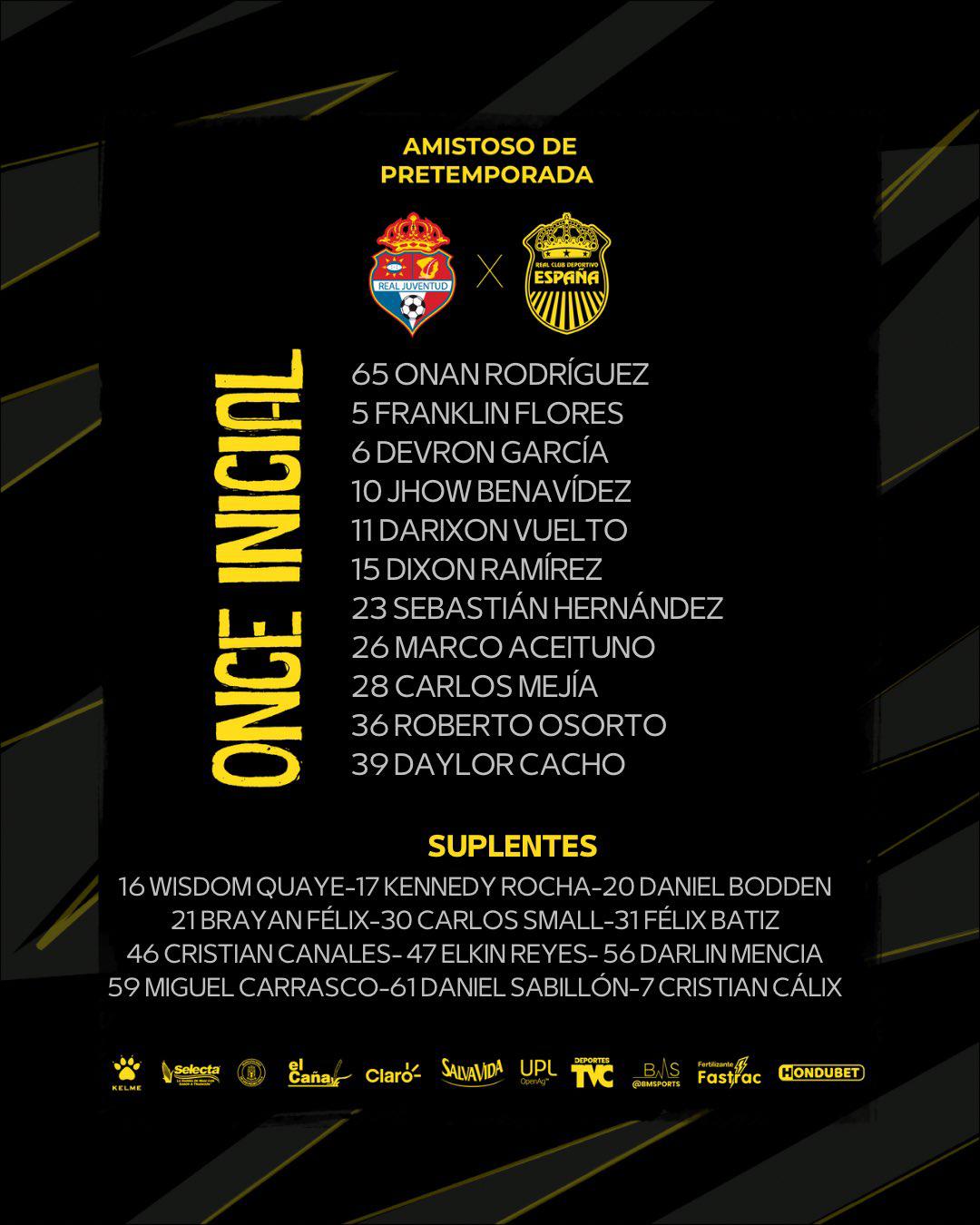 El primer 11 del nuevo Real España de Miguel Falero.