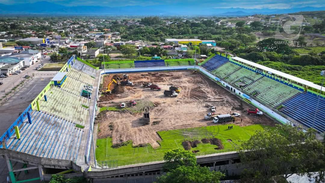 ¿Será como el Nacional? Así lucen los avances en el cambio césped del estadio Juan Ramón Brevé Vargas de Olancho