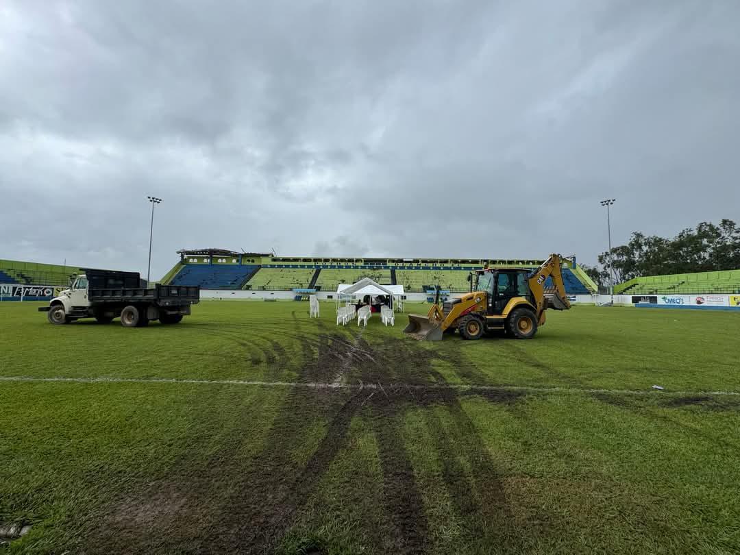 ¿Será como el Nacional? Así lucen los avances en el cambio césped del estadio Juan Ramón Brevé Vargas de Olancho
