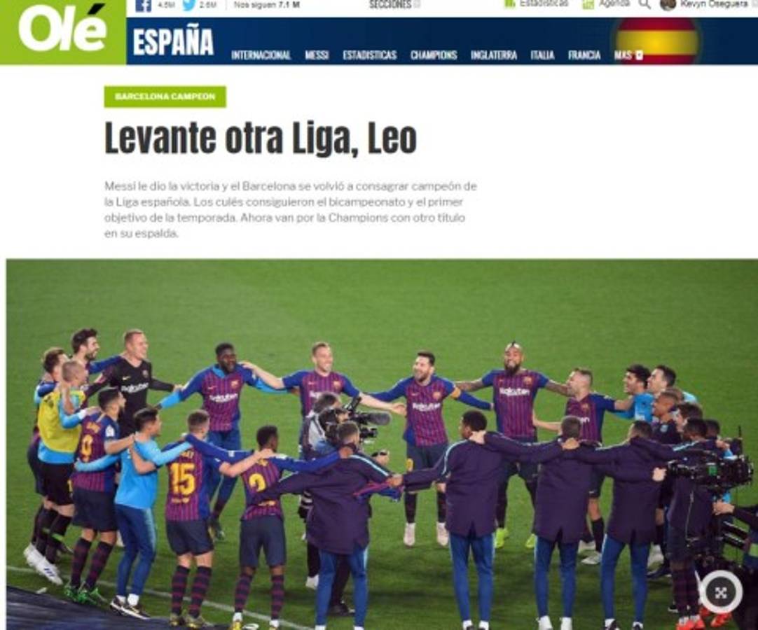 La prensa internacional se rinde a Messi y el Barcelona tras su dominio en España  