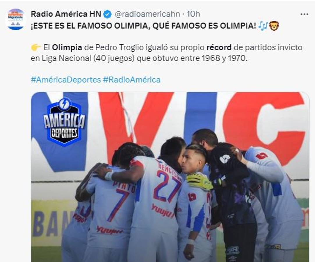Lo que dice la prensa de Honduras del Olimpia y el impresionante récord que igualó: “De época e incomparable”