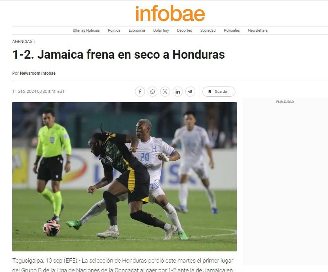 Prensa internacional se sorprendió por derrota de Honduras y en Jamaica festejan la victoria en Nations League