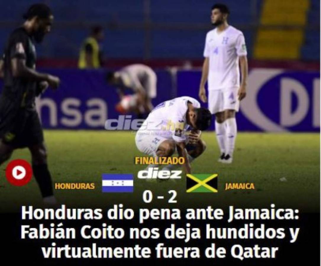 'Da pena', 'desastre' y 'ridículo': lo que dicen los medios nacionales e internacional de la derrota de Honduras ante Jamaica
