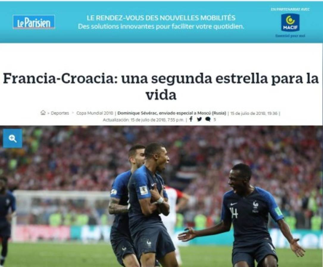 PORTADAS: Así titulan los diarios tras que Francia se corone campeón del mundo