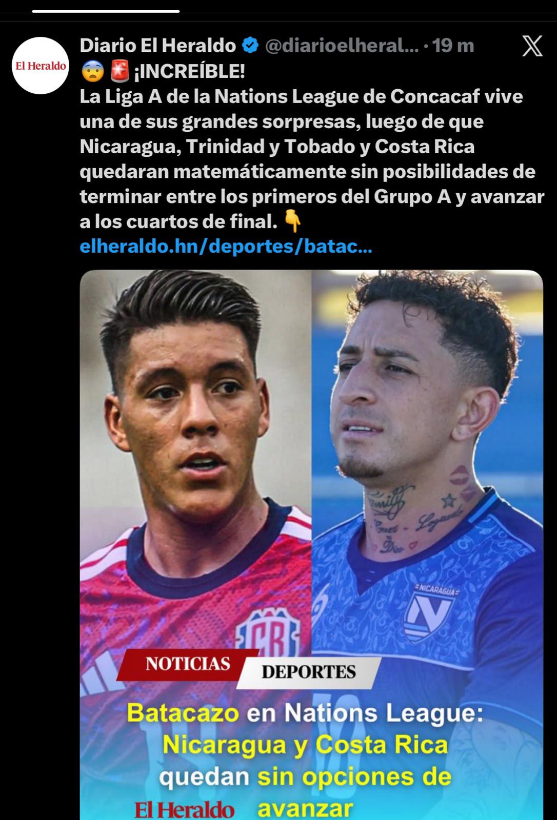 La peor de la historia: prensa reacciona al fracaso de Costa Rica en Nations League